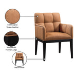 Adrian Vegan Leather Upholstered Dining Arm Chair in Cognac