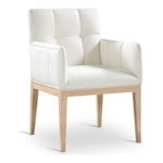 Adrian Vegan Leather Upholstered Dining Arm Chair in Cream