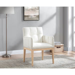 Adrian Vegan Leather Upholstered Dining Arm Chair in Cream