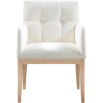 Adrian Vegan Leather Upholstered Dining Arm Chair in Cream