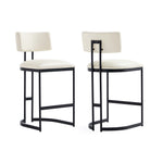 Juno Vegan Leather Metal Counter Stool in Ivory