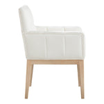 Adrian Vegan Leather Upholstered Dining Arm Chair in Cream