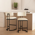 Juno Vegan Leather Metal Counter Stool in Ivory