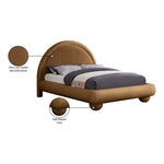 Madrid Velvet Upholstered Queen Bed in Saddle