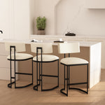 Juno Vegan Leather Metal Counter Stool in Ivory