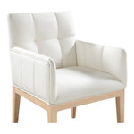 Adrian Vegan Leather Upholstered Dining Arm Chair in Cream