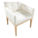 Adrian Vegan Leather Upholstered Dining Arm Chair in Cream