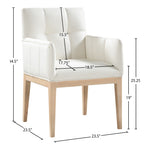 Adrian Vegan Leather Upholstered Dining Arm Chair in Cream