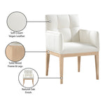 Adrian Vegan Leather Upholstered Dining Arm Chair in Cream