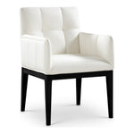 Adrian Vegan Leather Upholstered Dining Arm Chair in Cream