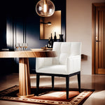 Adrian Vegan Leather Upholstered Dining Arm Chair in Cream