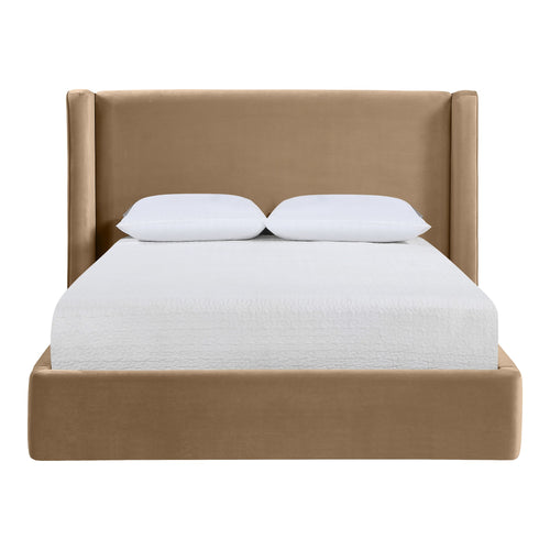 Kendall Velvet Upholstered King Bed in Beige