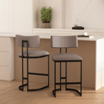 Juno Vegan Leather Metal Counter Stool in Taupe