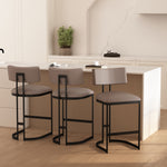 Juno Vegan Leather Metal Counter Stool in Taupe