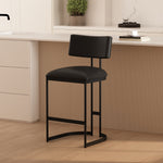 Juno Vegan Leather Metal Counter Stool in Black