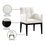 Adrian Vegan Leather Upholstered Dining Arm Chair in Cream