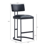Juno Vegan Leather Metal Counter Stool in Black