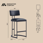 Juno Vegan Leather Metal Counter Stool in Black