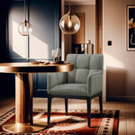 Adrian Vegan Leather Upholstered Dining Arm Chair in Green