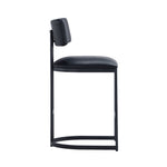 Juno Vegan Leather Metal Counter Stool in Black