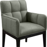 Adrian Vegan Leather Upholstered Dining Arm Chair in Green