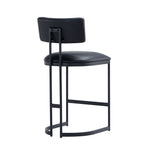 Juno Vegan Leather Metal Counter Stool in Black
