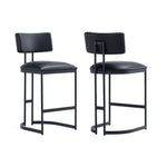 Juno Vegan Leather Metal Counter Stool in Black