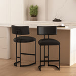 Juno Vegan Leather Metal Counter Stool in Black