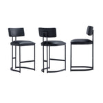 Juno Vegan Leather Metal Counter Stool in Black