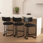 Juno Vegan Leather Metal Counter Stool in Black