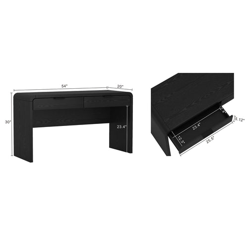 Grace 54" Office Desk (2-Drawer) in Black