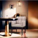 Adrian Vegan Leather Upholstered Dining Arm Chair in Taupe