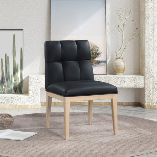 Adrian Vegan Leather Upholstered Dining Side Chair in Black