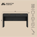 Grace 54" Office Desk (2-Drawer) in Black and Gold