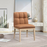 Adrian Vegan Leather Upholstered Dining Side Chair in Cognac