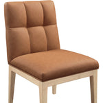 Adrian Vegan Leather Upholstered Dining Side Chair in Cognac
