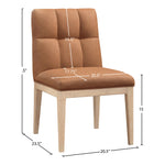 Adrian Vegan Leather Upholstered Dining Side Chair in Cognac
