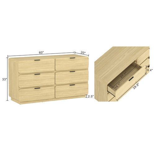 Chrystie 60" Dresser (6-Drawer) in Natural