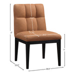 Adrian Vegan Leather Upholstered Dining Side Chair in Cognac