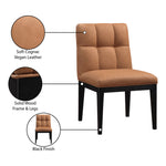 Adrian Vegan Leather Upholstered Dining Side Chair in Cognac