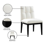Adrian Vegan Leather Upholstered Dining Side Chair in Cream