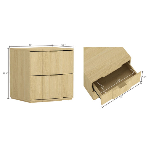 Clive 22" Nightstand (2-Drawer) in Natural and Gold