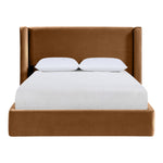 Kendall Velvet Upholstered King Bed in Saddle