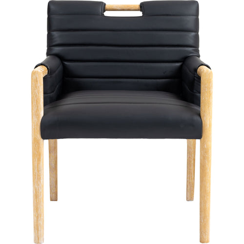 Aimee Vegan Leather Upholstered Dining Arm Chair in Black
