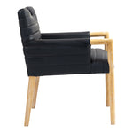 Aimee Vegan Leather Upholstered Dining Arm Chair in Black