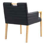 Aimee Vegan Leather Upholstered Dining Arm Chair in Black