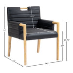 Aimee Vegan Leather Upholstered Dining Arm Chair in Black