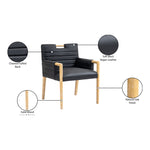 Aimee Vegan Leather Upholstered Dining Arm Chair in Black