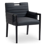 Aimee Vegan Leather Upholstered Dining Arm Chair in Black
