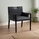 Aimee Vegan Leather Upholstered Dining Arm Chair in Black